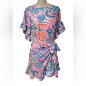NEW LILLY PULITZER DARLAH DRESS MULTI CARNIVAL CORAL